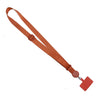 Orange adjustable phone lanyard with a neck strap and a rectangular tag.