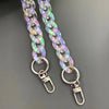 Iridescent acrylic chunky chain strap for bags and jewelry, featuring a multicolored, shimmering link design.