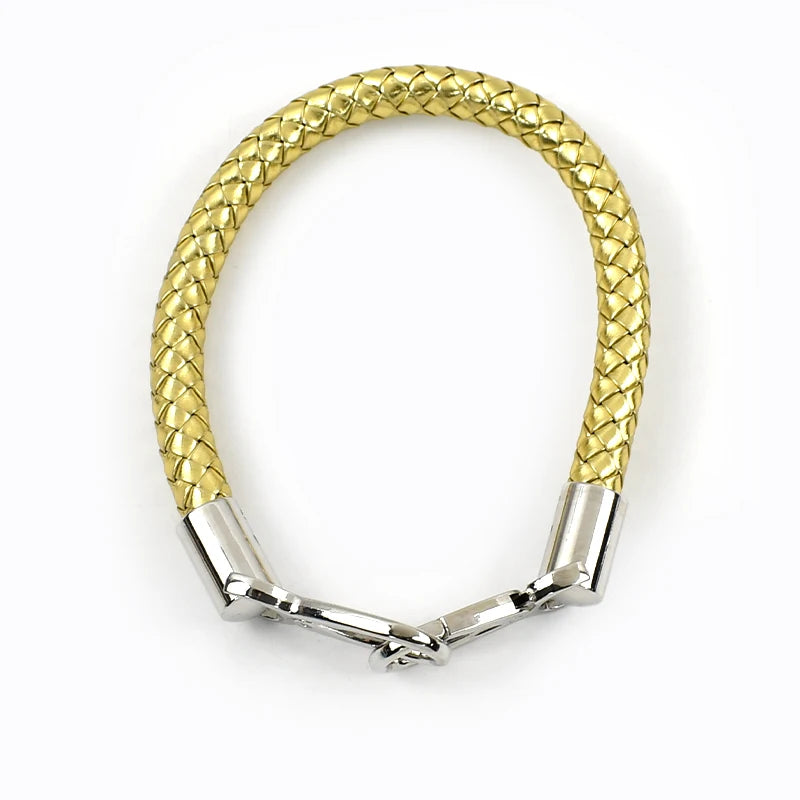 A gold-colored PU leather replacement bag strap with silver metal buckles.