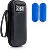 Black insulin cooler travel case with a digital thermometer displaying 41.5°F