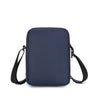 Pochette de téléphone crossbody bleu marine avec sangles noires réglables.