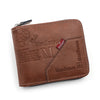 A brown MenBense PU leather wallet with a coin pocket and card holder.