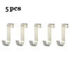 Five silver heavy duty multi-purpose hook racks for cabinet doors