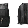 Mochila de viaje grande para hombre suizo negro vista desde atrás.