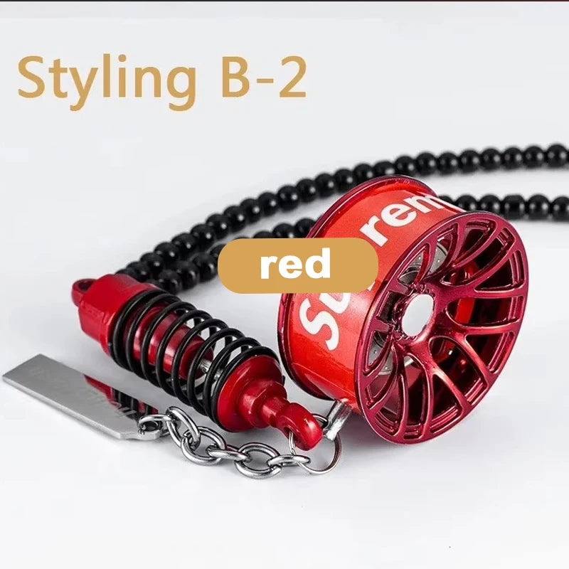 Red Styling B-2 alloy wheel hub brake disc rearview mirror pendant.