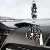 Black alloy wheel hub brake disc rearview mirror pendant hanging from a chain