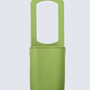 A lime green foldable silicone cup holder designed for bikes, strollers, and carts.