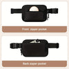 A black waterproof crossbody waist bag shown with front and back zippered pockets.