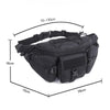 Black tactical waist pack or belt bag with adjustable straps and buckles shown from above.