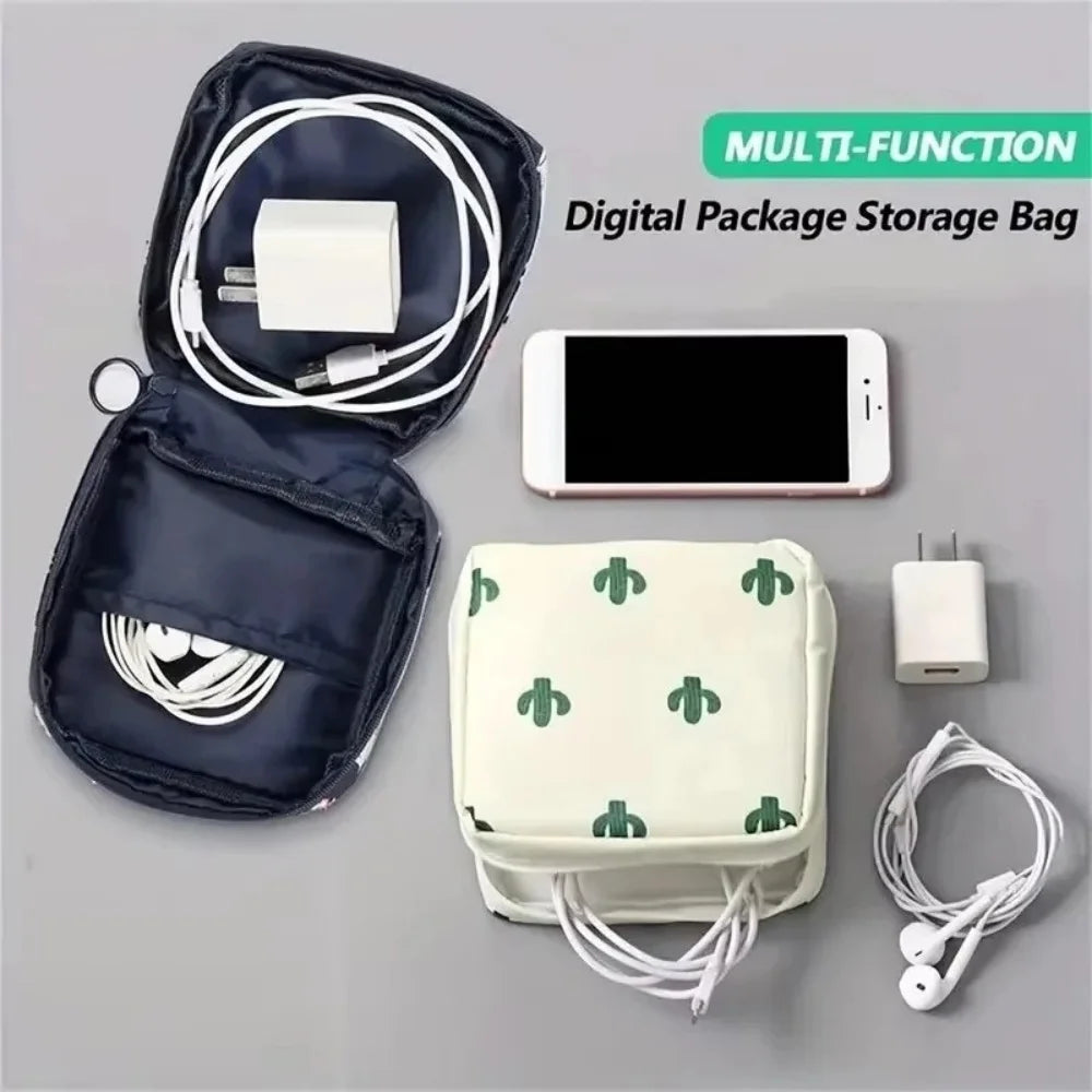 A multi-function digital package storage bag featuring a zippered pouch and an included portable charger.