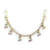 Gold decorative chain with small leaf pendants used for bags and clothing