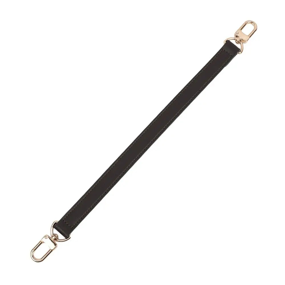 Black genuine leather replacement shoulder strap with gold-toned hardware