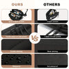 Comparison of a waterproof crossbody waist bag showing features like zipper count, stitching quality, and waterproofing.