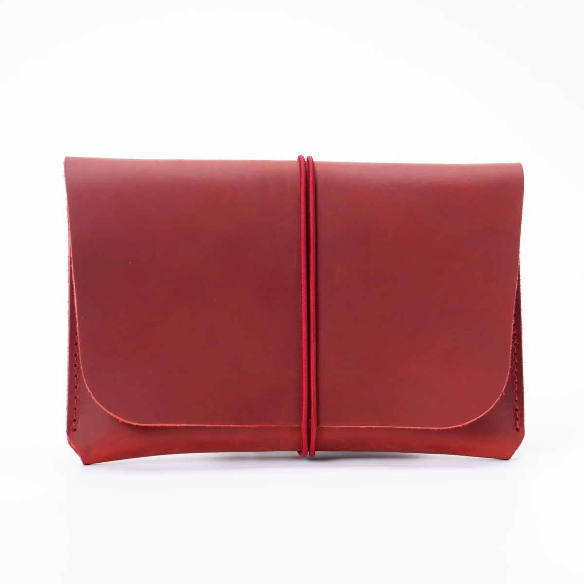 A deep burgundy minimalist full-grain leather passport holder and card wallet.