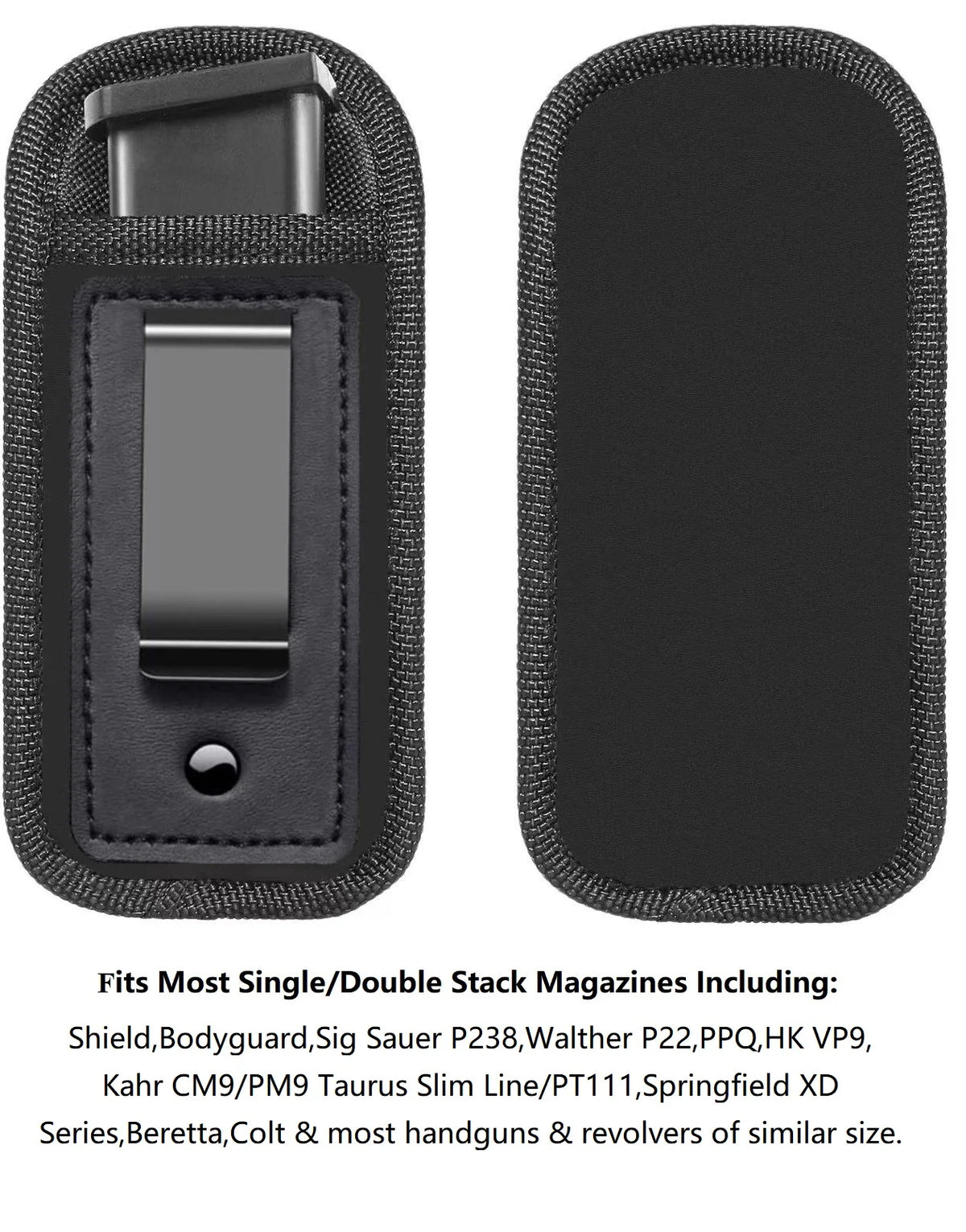 Black universal inside-the-waistband magazine holster for concealed carry