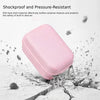 Pink EVA hard shell camera travel case demonstrating shockproof and pressure-resistant protection.