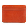 Echtes Kuhfell-Kartenträger-Wallet in leuchtender orange Farbe.