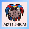 Cartoon-Illustration einer Figur mit farbigem Kopfschmuck und Outfit, darunter steht MXT1 5-8CM.