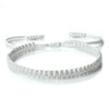 Silver braided rope bracelet with a textured surface shown against a white background