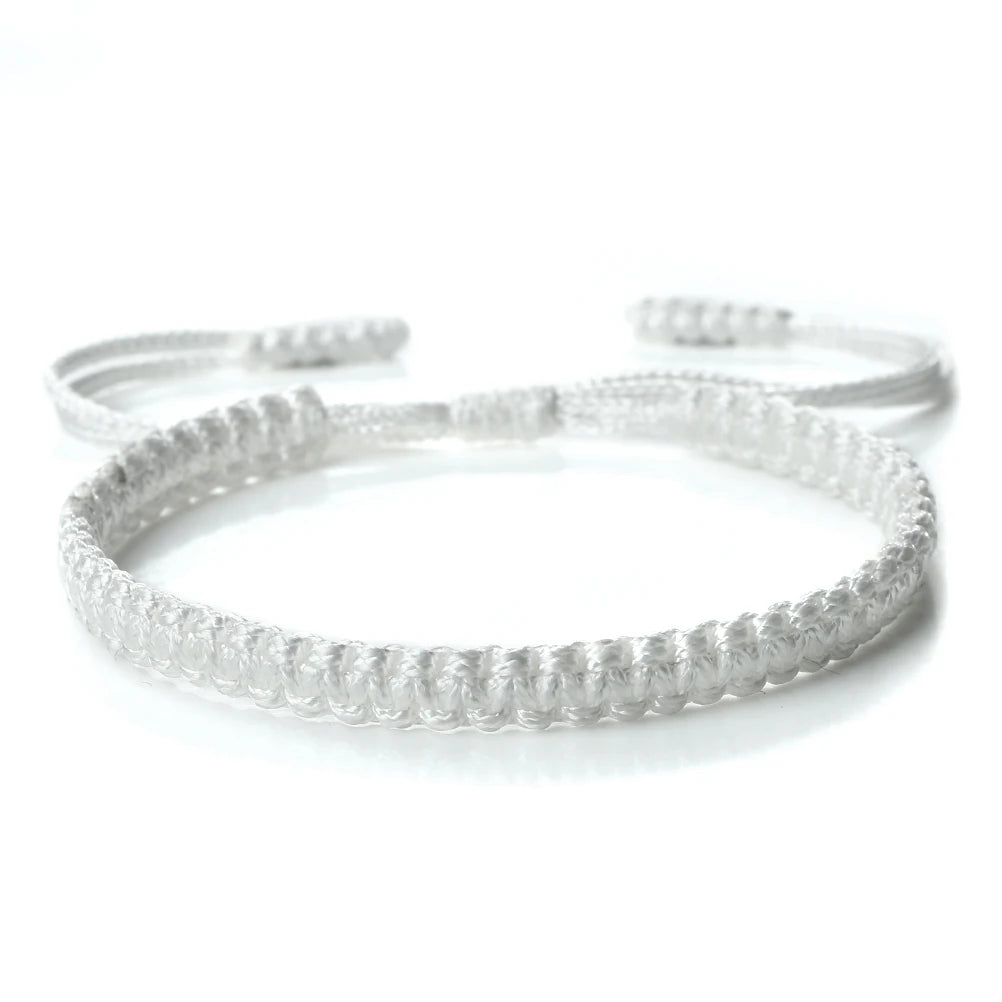 Silver braided rope bracelet with a textured surface shown against a white background