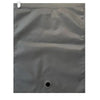 A gray reusable vacuum storage bag with a visible drawstring closure.