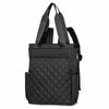 Black quilted women's backpack tote with adjustable straps