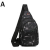 Black waterproof crossbody chest bag for men with a geometric pattern