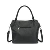 A black women's classic cow print PU leather tote bag with a handle and zipper pocket.