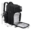 Black tactical hiking and gym backpack with a silver interior and American flag patch
