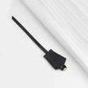 Black genuine cowhide leather shoulder strap attached to a white ribbed fabric.