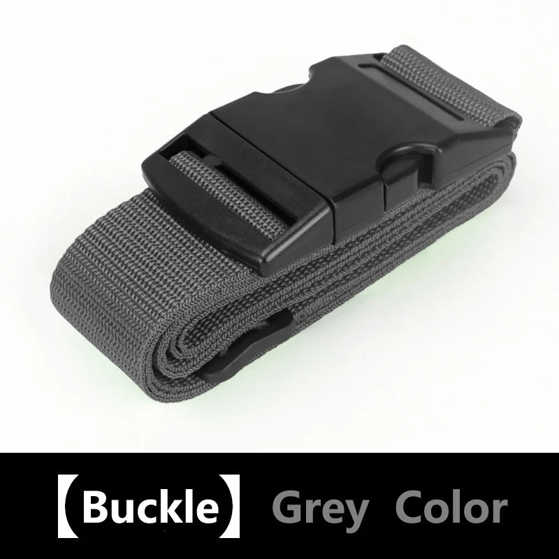 Black buckle luggage identification strap in grey color