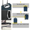 Diagram showing three ways to open a thick elastic luggage protective cover for suitcases and trolleys: top double open, midd