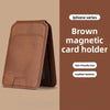 Porte-cartes en cuir magnétique marron pour iPhone avec une texture douce pour la peau