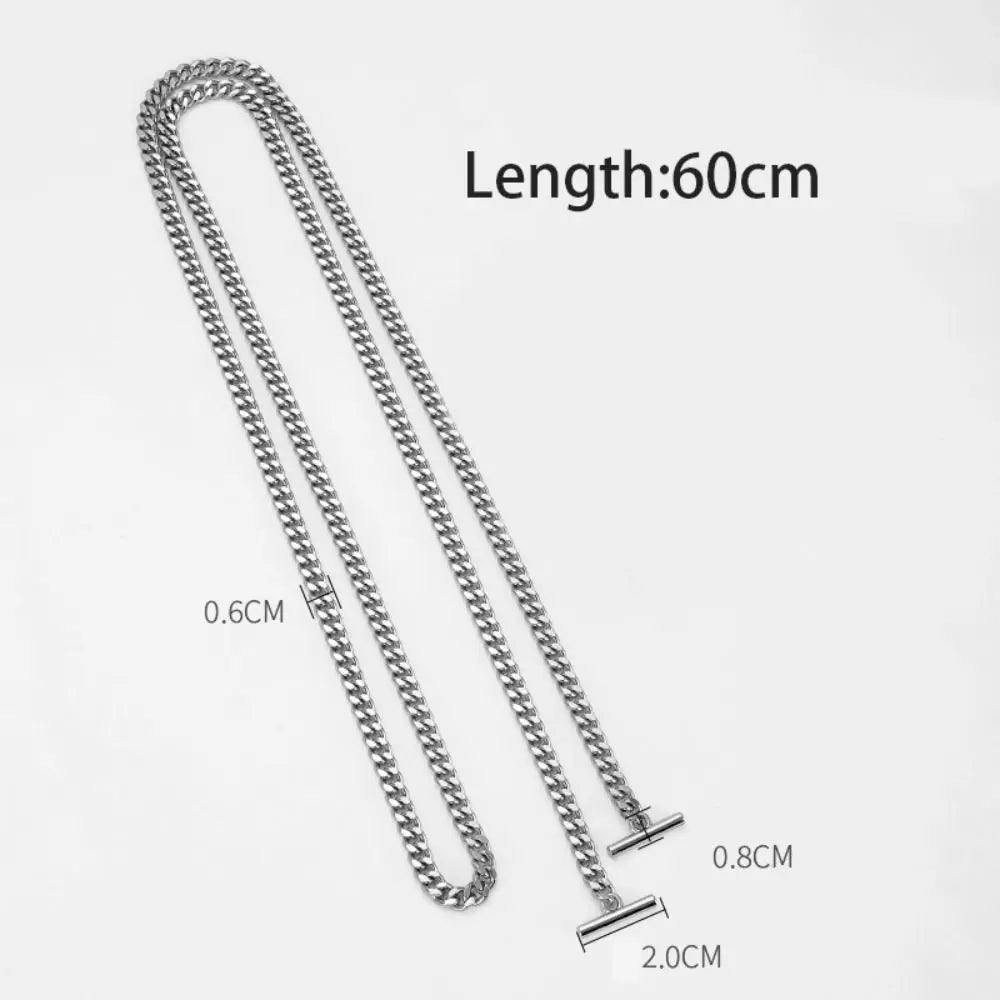 Silver chain strap measuring 60cm with various length options shown against a white background.