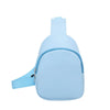 Light blue nylon crossbody bag for kids with a zippered pocket