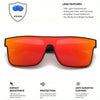 Orange-tinted square sport sunglasses with mirror lenses shown against a white background.