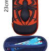 A black and orange fashion kids backpack with a built-in pencil case visible from the top.
