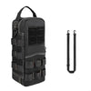 Black tactical shoulder tool pouch with adjustable strap and multiple webbing features