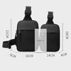 Black Oxford chest bag for men with adjustable straps and a phone pouch.