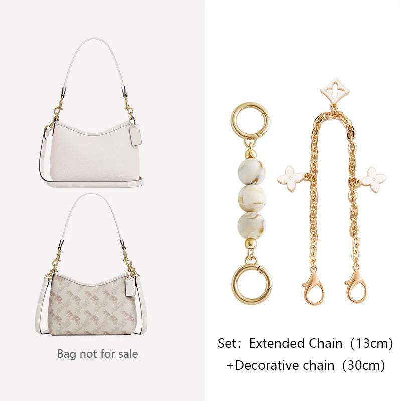 A set of gold-toned extended and decorative chains for bag and accessory decoration.