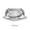 A small silver metal clutch bag shown against a white background.