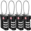 Three black TSA compatible 3-digit travel locks with metal hooks and numbered dials