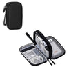 Black waterproof cable organizer storage bag with a zippered compartment and mesh pockets