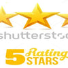 A set of five gold-colored stars used as a rating symbol.