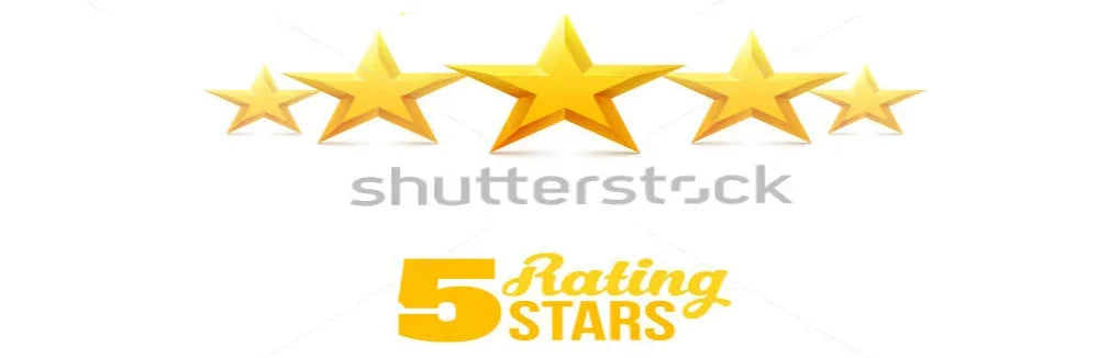 A set of five gold-colored stars used as a rating symbol.
