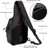 Schwarzer taktischer Sling-Bag mit atmungsaktrem Schultergurt, verstecktem Fach, gepolstertem Rückenfach und verstellbare Sch