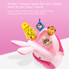 Pink cartoon animal plush backpack for kids with a zipper and floppy ears