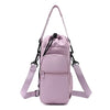 A light purple thermal water bottle bag with adjustable straps is shown against a white background.