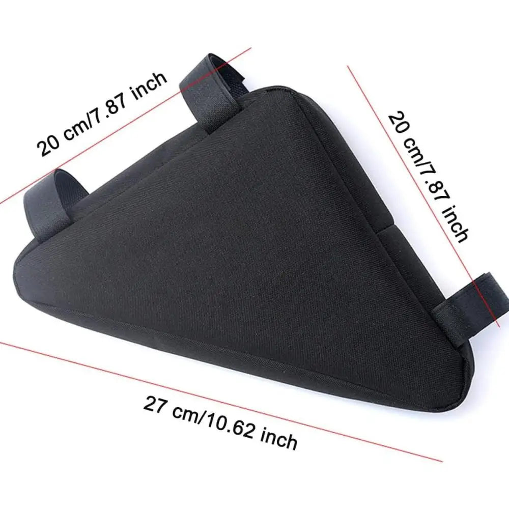 Bolsa resistente para almacenar el cuadro de bicicleta negra con dimensiones.