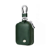 A dark green universal anti-loss protective case for earphones with a silver clasp.
